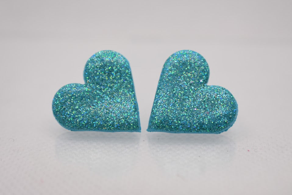 Nappikorvakoru Sydän turkoosi Glitter