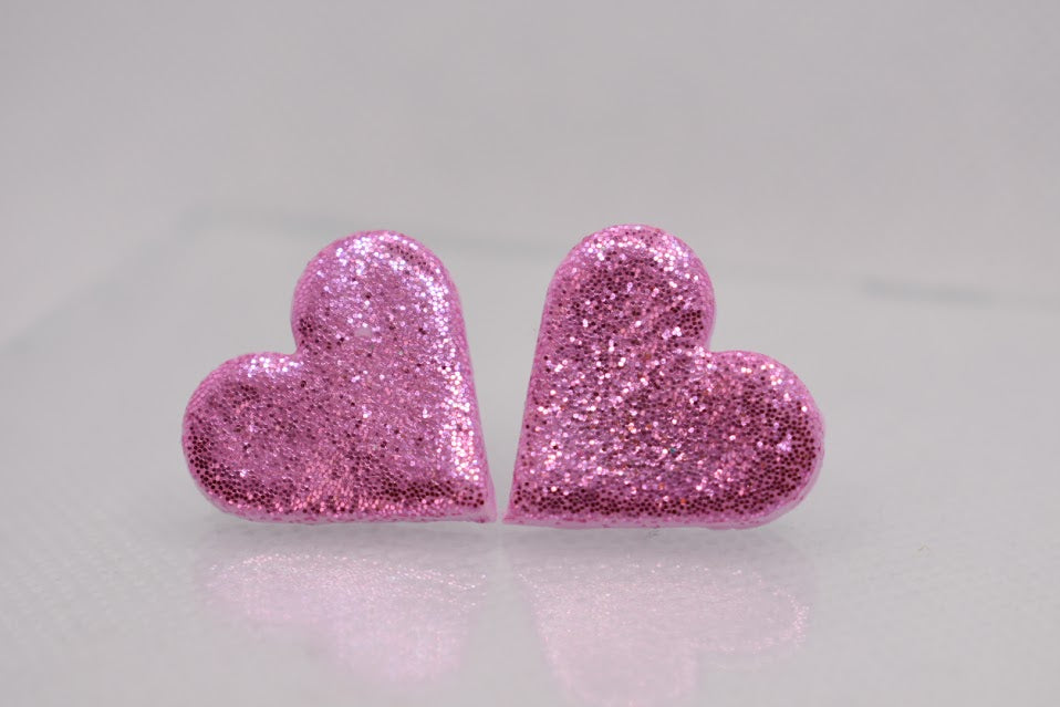 Nappikorvakoru Sydän vaaleanpunainen Glitter