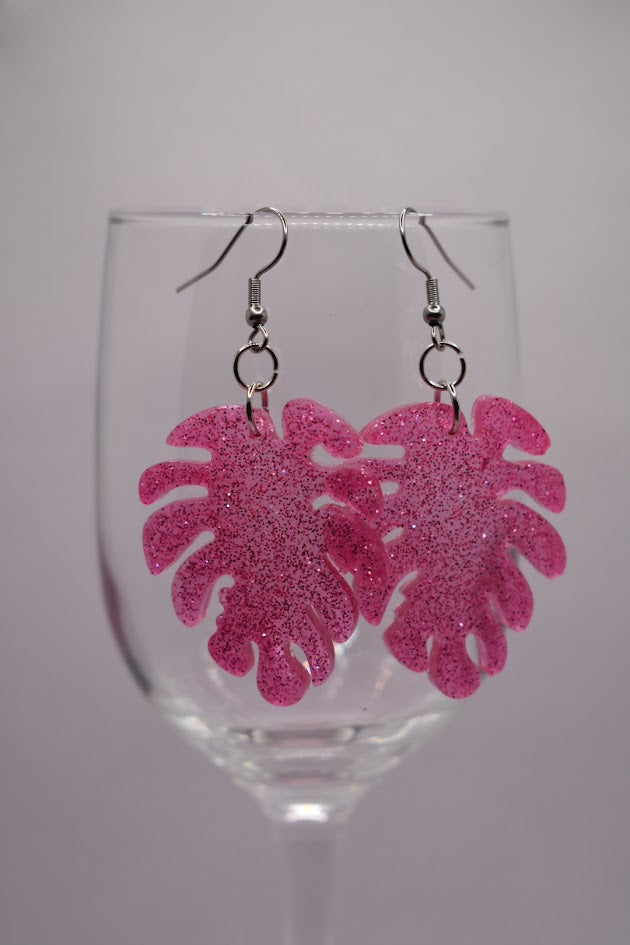 Viidakko Glitter pinkki – käsintehdyt korvakorut, suomalainen design | Kalakettuu