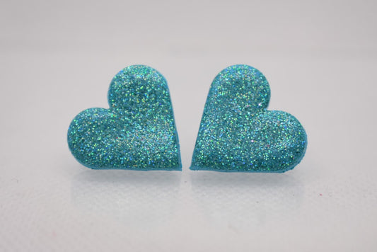 Nappikorvakoru Sydän turkoosi  Glitter