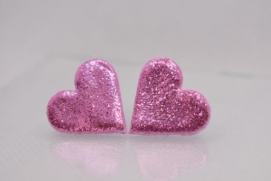 Nappikorvakoru Sydän vaaleanpunainen Glitter