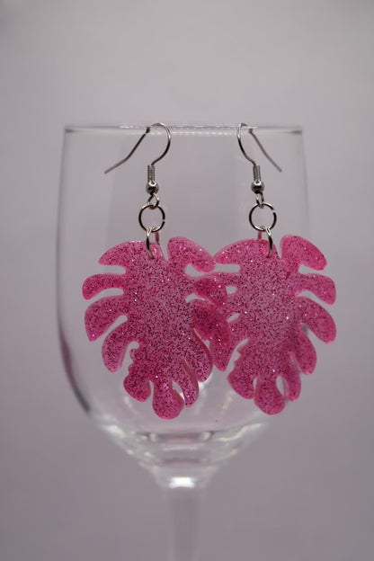 Viidakko Glitter pinkki – käsintehdyt korvakorut, suomalainen design | Kalakettuu