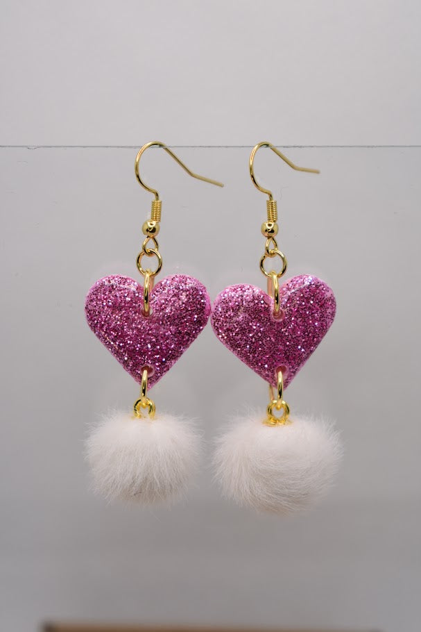 Hjärta Rosa Glitter Tofs