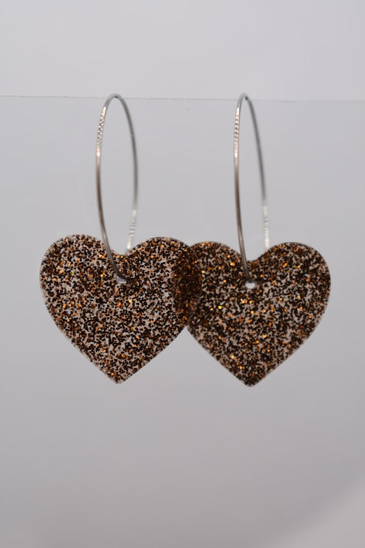 Sydänrengas Ruskea Glitter