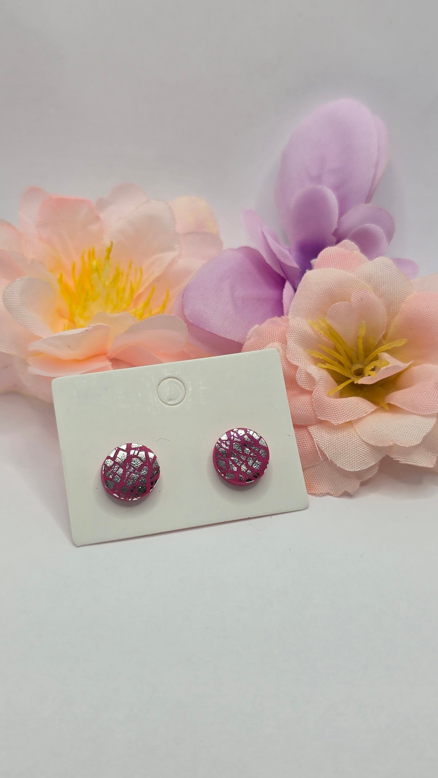 Stud earrings pink/silver